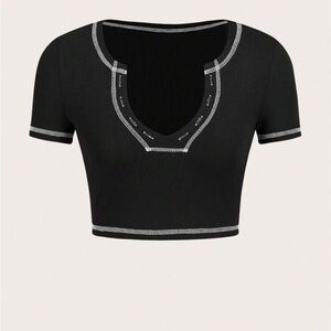 Black Short Sleeve Women's Top